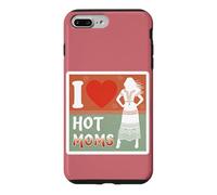 Carcasa para iPhone 7 Plus/8 Plus I Love Hot Moms Boho - Camiseta para Hombre y Mujer, diseño con Texto Divertido