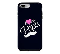 Carcasa para iPhone 7 Plus/8 Plus I Love My Papa Funny Father Dad Daddy Heart and Mustache