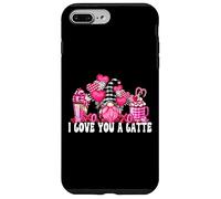 Carcasa para iPhone 7 Plus/8 Plus I Love You A Latte Pink Buffalo Plaid Decor Valentines GNOME