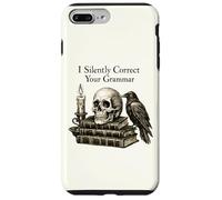 Carcasa para iPhone 7 Plus/8 Plus I Silently Correct Your Grammar Skull Raven Funny Teacher