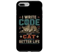 Carcasa para iPhone 7 Plus/8 Plus I Write Code so my Cat Can Have a Better Life Funny Geek