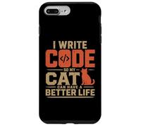 Carcasa para iPhone 7 Plus/8 Plus I Write Code so my Cat Can Have a Better Life Funny Geek
