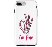Carcasa para iPhone 7 Plus/8 Plus I'm Fine Funny Skeleton Hand Thumbs Up Hand Sign Humor Oscuro