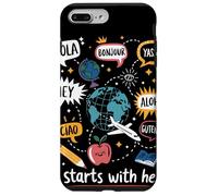 Carcasa para iPhone 7 Plus/8 Plus It Starts with Hello Saludos Multilingües Aula Profesor