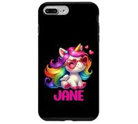 Carcasa para iPhone 7 Plus/8 Plus Jane - Unicornio Colorido con Nombre Personalizado para