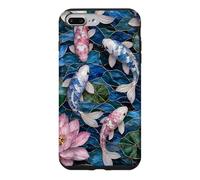 Carcasa para iPhone 7 Plus/8 Plus Japanese Transgender Koi Fish Stained Art Trans Lotus Pond