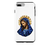 Carcasa para iPhone 7 Plus/8 Plus Jesucristo Manto Azul Catedral Gótica Icono Fe Obra De Arte