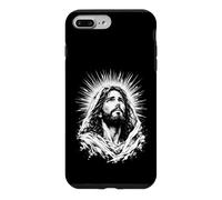 Carcasa para iPhone 7 Plus/8 Plus Jesucristo Monocromo Halo Retrato Icono Cristiano Arte