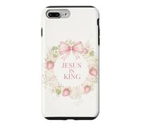 Carcasa para iPhone 7 Plus/8 Plus Jesus Is King Christian Faith Corona Floral Fresa