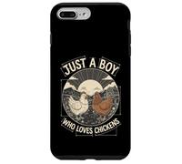Carcasa para iPhone 7 Plus/8 Plus Just A Boy Who Loves Chickens Retro Farm Blueprint Livestock