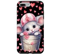 Carcasa para iPhone 7 Plus/8 Plus Kawaii Mouse In Valentines Basket For Girls Cute Heart