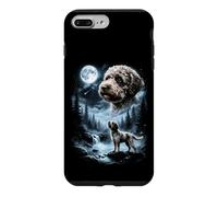 Carcasa para iPhone 7 Plus/8 Plus Lagotto Romagnolo Aullando a la Luna, Perro Retro de los 90