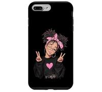 Carcasa para iPhone 7 Plus/8 Plus Linda Chica Signo de Paz Pelo Rizado Divertido gráfico juguetón Trippy