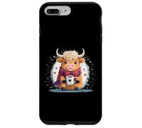 Carcasa para iPhone 7 Plus/8 Plus Linda Vaca Escocesa de Las Tierras Altas Divertido café Adicto Bebida Vaquera