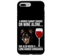 Carcasa para iPhone 7 Plus/8 Plus Long Haired Chihuahua Wine Lover Gift For Her
