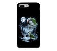 Carcasa para iPhone 7 Plus/8 Plus Loro cuáquero Aullando a la Luna 90's Retro Monk Parakeet