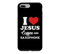 Carcasa para iPhone 7 Plus/8 Plus Me Encanta el café de Jesús y Tocar el saxofón para saxofonista