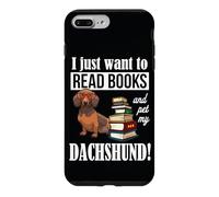 Carcasa para iPhone 7 Plus/8 Plus Mens Womens Just Want To Read Books and Pet My Dachshund Dog