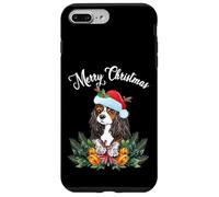 Carcasa para iPhone 7 Plus/8 Plus Mens Womens Kids Merry Christmas Santa Cavalier Dog Mom