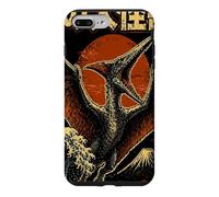 Carcasa para iPhone 7 Plus/8 Plus Monstruo Cielo Volando Kaiju Pterosaurio sobre Ola Japonés Retro