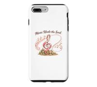 Carcasa para iPhone 7 Plus/8 Plus Music Heals The Soul de Mujer con cáncer con Cinta Rosa
