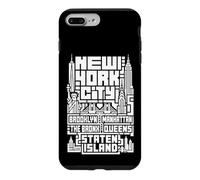 Carcasa para iPhone 7 Plus/8 Plus New York City Skyline T Shirt NYC Boroughs Vintage Graphic