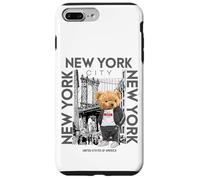 Carcasa para iPhone 7 Plus/8 Plus New York City Teddy Bear with The Dumbo Manhattan Bridge