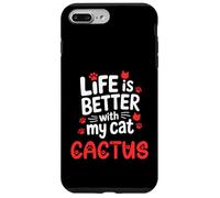 Carcasa para iPhone 7 Plus/8 Plus Nombre del Gato Cactus La Vida es Mejor con mi Gato Cactus