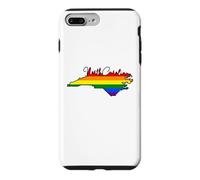 Carcasa para iPhone 7 Plus/8 Plus North Carolina Mapa USA Estado Arco Iris Bandera Pride Month