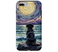 Carcasa para iPhone 7 Plus/8 Plus Obra de Arte Black Labrador Starry Night Puppy at The Beach