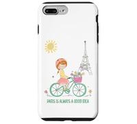 Carcasa para iPhone 7 Plus/8 Plus París es Siempre una Buena Idea Linda Chica en Bicicleta