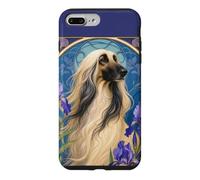 Carcasa para iPhone 7 Plus/8 Plus Perro Afgano Vintage con Flores de Iris púrpura