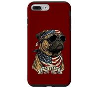 Carcasa para iPhone 7 Plus/8 Plus Perro Pug con Bandera Estadounidense 250 años 1776-2026 Bicentenario de EE. UU.