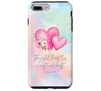 Carcasa para iPhone 7 Plus/8 Plus Proverbios de Cita Cristiana 15:15 Verso bíblico Floral Rosa