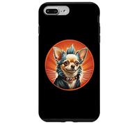 Carcasa para iPhone 7 Plus/8 Plus Punk Chihuahua Mohawk Chaqueta de Cuero Treat Bone Rock Pet Dad