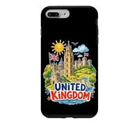 Carcasa para iPhone 7 Plus/8 Plus Recuerdo de Viaje de Castillos con Bandera del Reino Unido