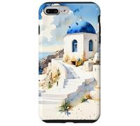 Carcasa para iPhone 7 Plus/8 Plus Recuerdos de la Isla Griega Impresionante Arte de Acuarela de Santorini