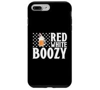 Carcasa para iPhone 7 Plus/8 Plus Red White Boozy Drink Beer American Flag 4th of July