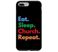 Carcasa para iPhone 7 Plus/8 Plus Repetir la Iglesia Eat Sleep - Feligreses y Grupo de adoración Dominical