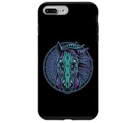Carcasa para iPhone 7 Plus/8 Plus Retrato de Caballo Estilo Cyberpunk Verde Azulado Púrpura Mandala Circuitry