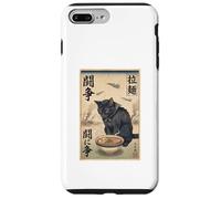 Carcasa para iPhone 7 Plus/8 Plus Samurai Gato Negro Comiendo Ramen Escena de Guerra Arte Edo Hombres Mujeres