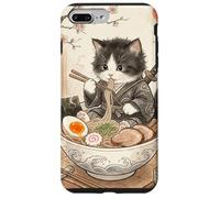 Carcasa para iPhone 7 Plus/8 Plus Samurai Ninja Cute Cat Ramen Bowl Japonés Acuarela Japón