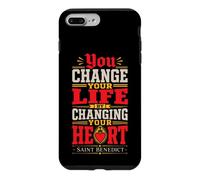 Carcasa para iPhone 7 Plus/8 Plus San Benito Cambia tu Vida Corazón Citas de Santo católico