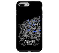 Carcasa para iPhone 7 Plus/8 Plus Santorini Grecia Arte Lineal Isla Griega Village Viajes