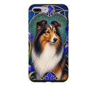 Carcasa para iPhone 7 Plus/8 Plus Sheltie Dog Art Nouveau Iris Diseño Floral