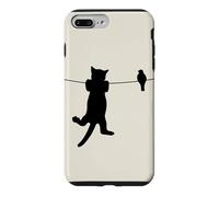 Carcasa para iPhone 7 Plus/8 Plus Silueta pájaro Gato Alambre peores Enemigos Mejores Amigos