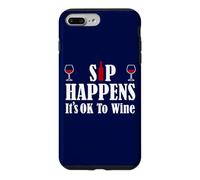 Carcasa para iPhone 7 Plus/8 Plus Sip Happens, It's Ok To Wine Funny Wine - Diseño Divertido para Amantes del Vino