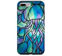 Carcasa para iPhone 7 Plus/8 Plus Stained Glass Jellyfish Blue Purple Mosaic Ocean Art