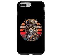 Carcasa para iPhone 7 Plus/8 Plus Steampunk Cat Retro Sunset Gafas, Sombrero y Relojes