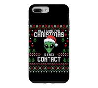 Carcasa para iPhone 7 Plus/8 Plus Suéter Feo de Navidad de First Contact Alien UFO